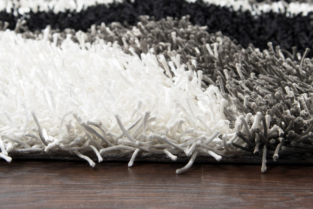 Rizzy Home | Km2323 | Kempton Collection | Polyester Area Rug | 9' X 12' | Multi/Grey/Black/White Stripe
