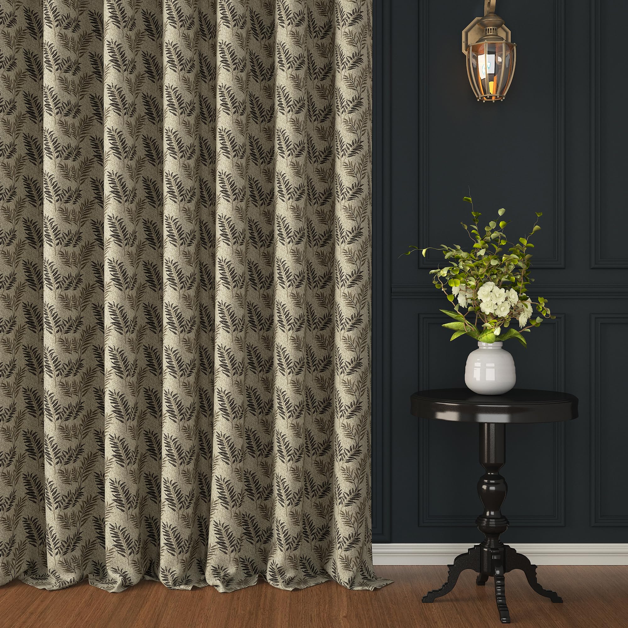 Story@Home Window Curtains 5 Feet Long Set Of 1 | Room Darkening Curtain | Leaf Printed | Thermal Insulated Curtain For Living R