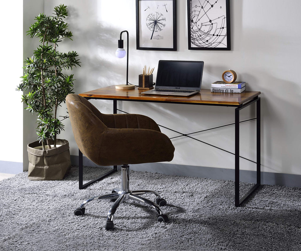 Acme Jurgen Wooden Rectangle Top Writing Desk in Oak and Black