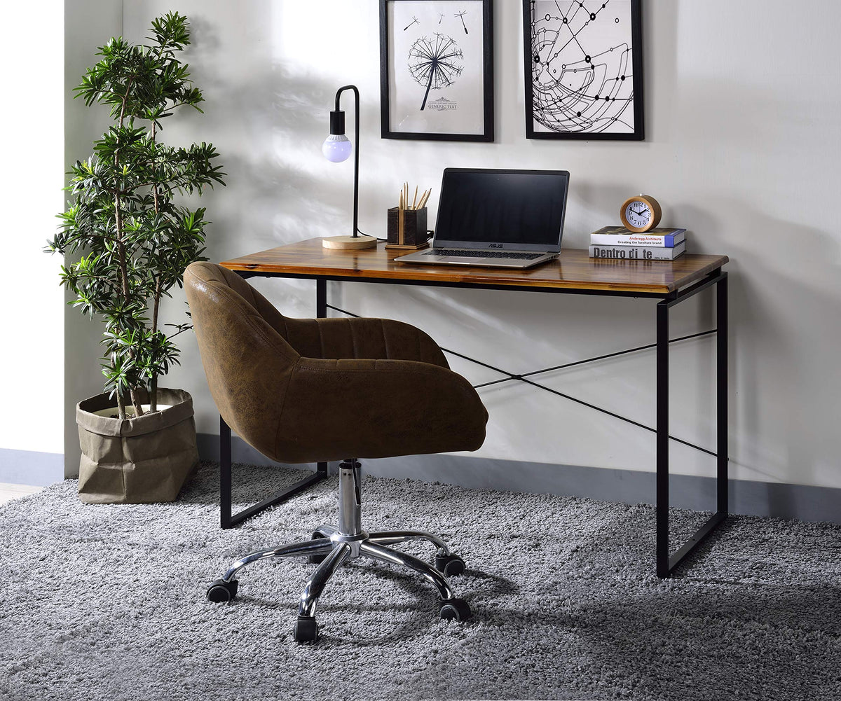 Acme Jurgen Wooden Rectangle Top Writing Desk in Oak and Black