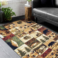 HR-Cabin Rug-Lodge, Cabin Nature and Animals Area Rug-Modern Geometric Pattern Cabin Area Rug