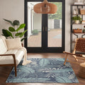 Nourison Garden Oasis Indoor-Outdoor Navy 5' X 7' Area Rug, Easy-Cleaning, Non Shedding, Bed Room, Living Room, Dining Room, Bac