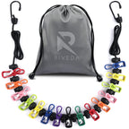 Portable Travel Clothesline with 15 Colorful Clips & Bag, Elastic RV & Camping Clothes Line for Indoor Laundry Drying Line & Out
