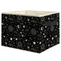WARDOS Dark Gothic Witchy Storage Bin Box with Handles, Boho Mystical Celestial Dark Academia Foldable Linen Fabric Laundry Bask