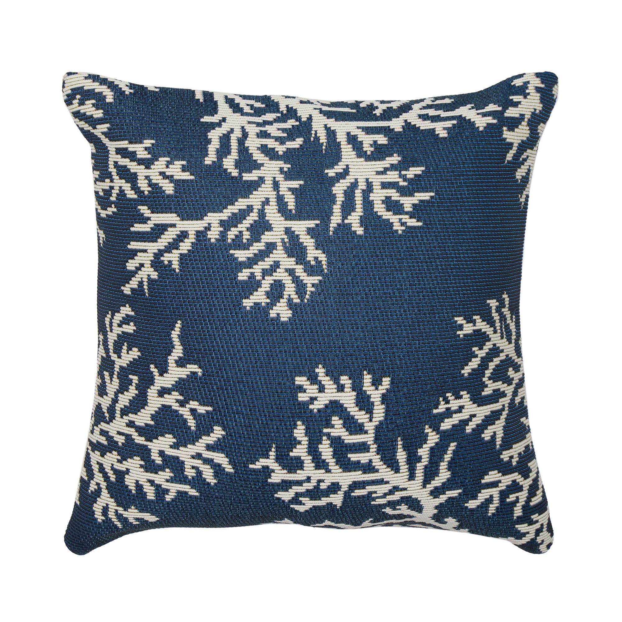 Liora Manne Marina Indoor/Outdoor Power Loomed Easy Care Pillows, 18 X 18-Inch, Coral Edge Navy