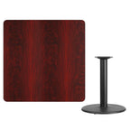 Flash Furniture Graniss 42'' Square Mahogany Laminate Table Top With 24'' Round Table Height Base