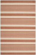 SAFAVIEH Courtyard Collection Area Rug - 5'3'' x 7'7'', Terracotta & Beige, Stripe Design, Non-Shedding & Easy Care, Indoor/Outd