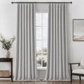 Gray 108 Inch Extra Long Blackout Curtains for Bedroom 2 Panels Set, Boho Room Darkening Pleated Flax Linen Blend Window Curtain