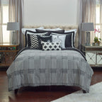 Rizzy Home | BT1282 | Polyester Comforter | 68"x86" Black/White/Nuetral Houndstooth