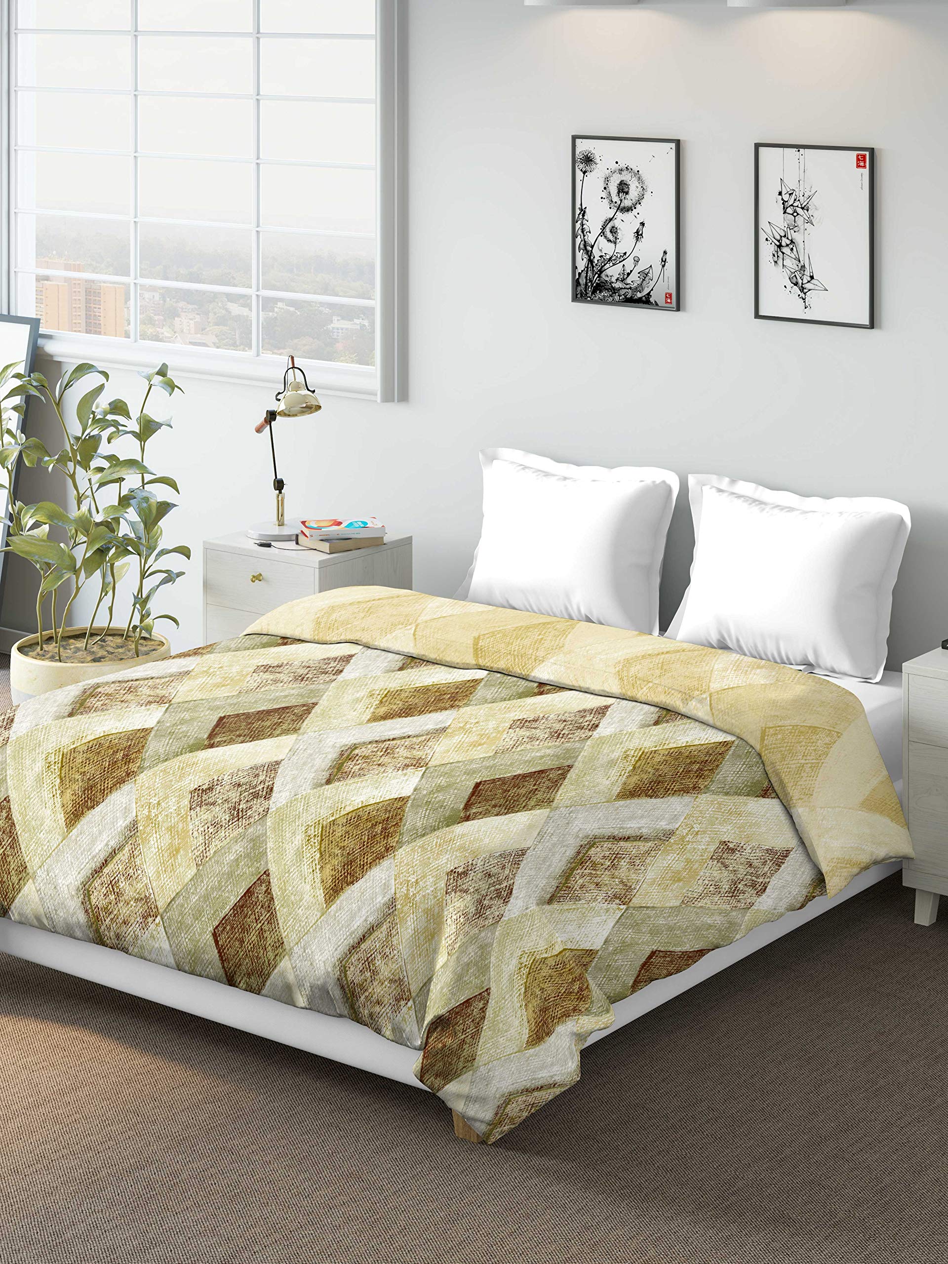 DDecor Live Beautiful 210Tc 1 Double Comforter  Yellow (228 Cm X 274 Cm, 90In X 100In)