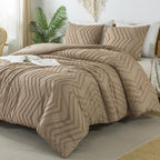 Litanika Taupe King Comforter Set, 3 Pieces Lightweight Tufted Bedding Sets, Down Alternative Comforter Fluffy Bed Set Gift Choi