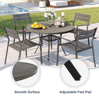 Vicllax Round Patio Dining Table, 4 Person Metal Outdoor Dining Table With Umbrella Hole & Storage Shelf For Garden Lawn Deck, 42' Grey