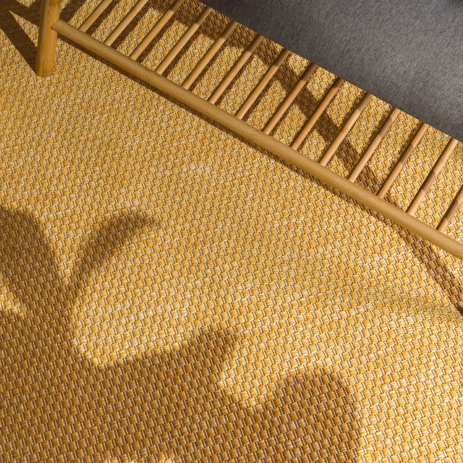 Solid Outdoor Rug For Patio Or Balcony Waterproof In Mottled Yellow, Size: 2'8' X 4'11'