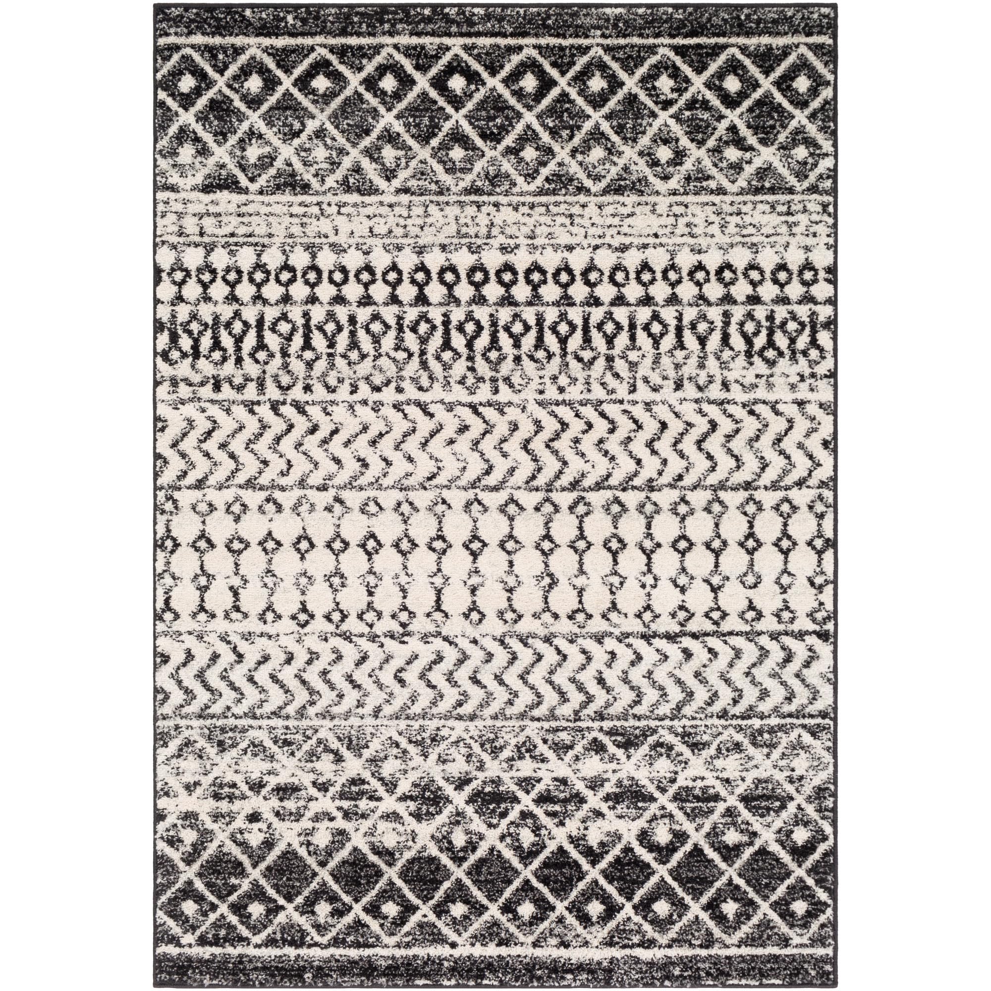 Livabliss Chester Boho Moroccan Area Rug,3'11'' X 5'7'',Black