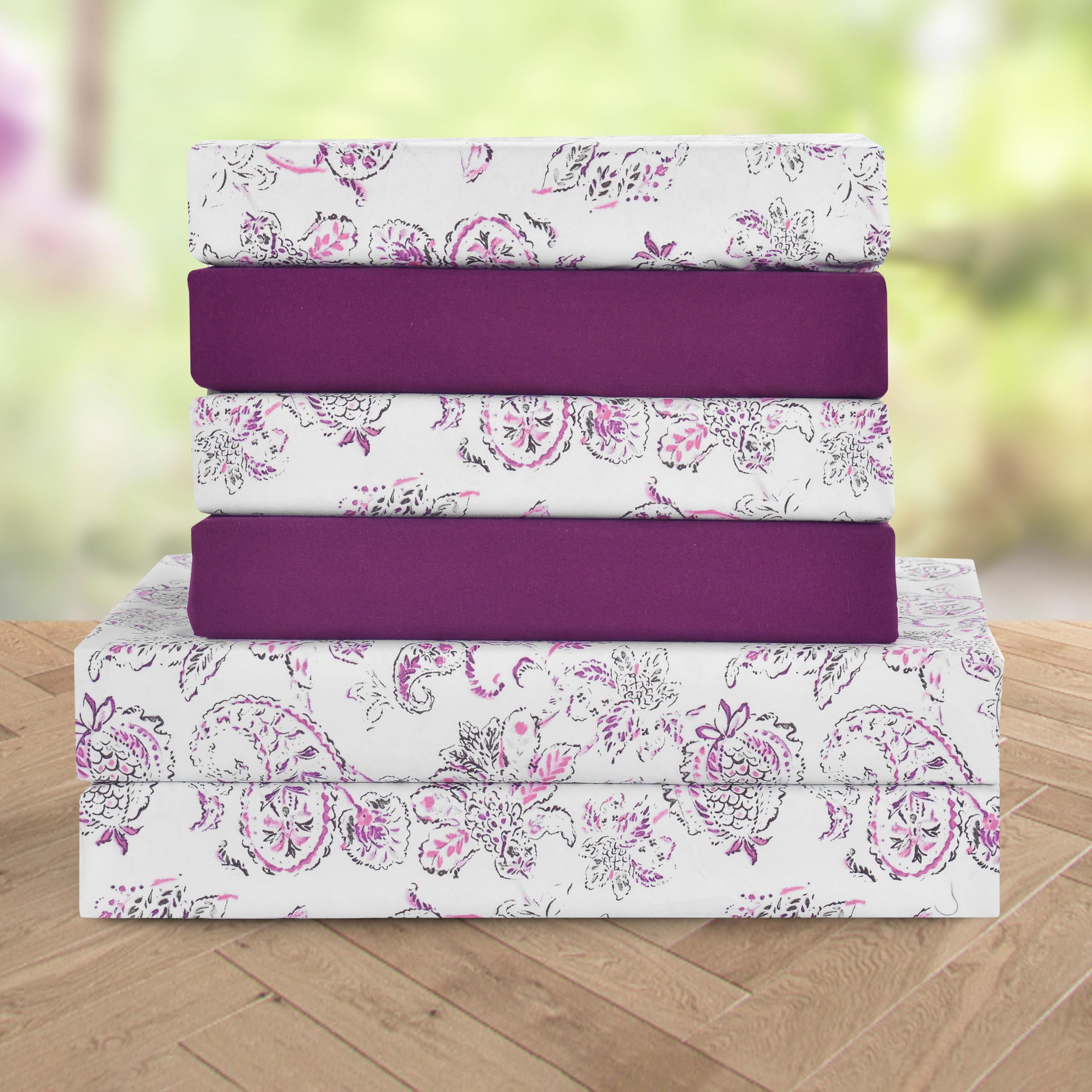 Elegant Comfort Luxury Soft Bed Sheets Paisley Pattern - 1500 Premium Hotel Quality Microfiber Softness Wrinkle And Fade Resistant (6-Piece) Bedding Set, King, Paisley Purple