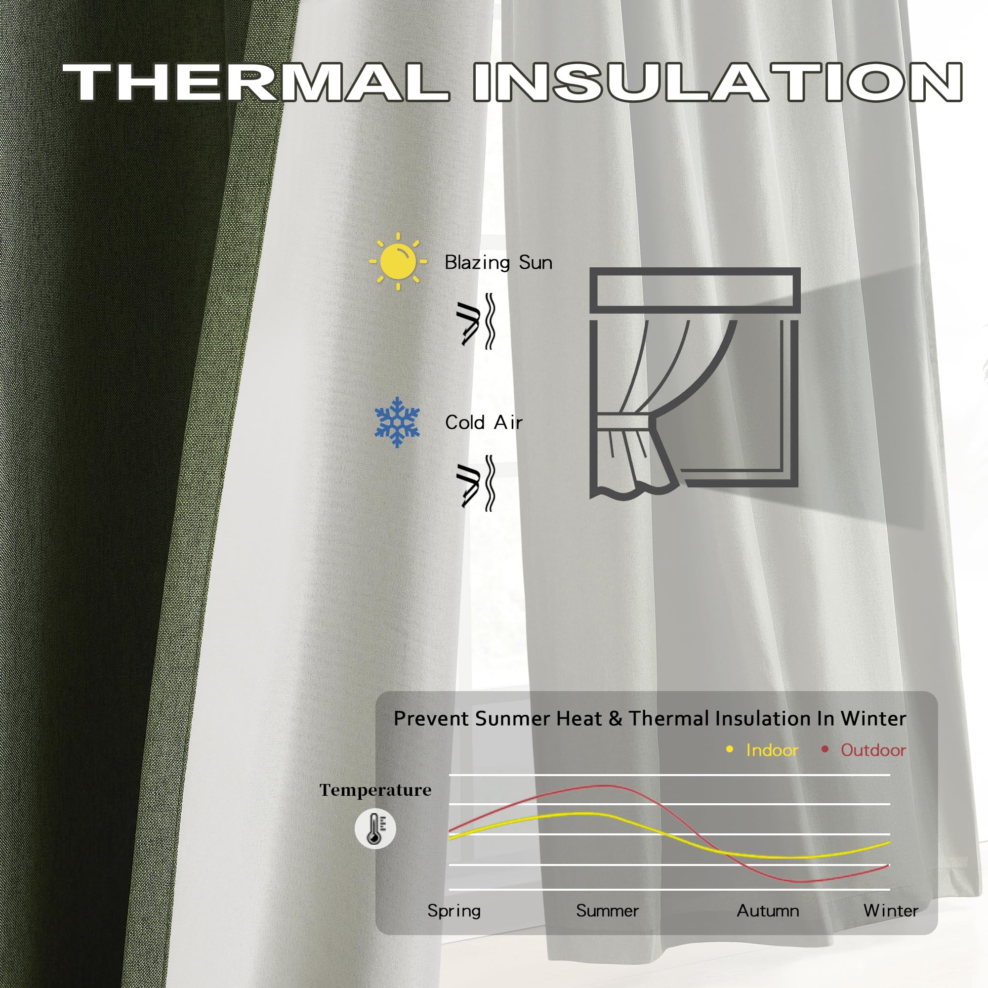 102 Inch Pinch Pleated Drapes 2 Panels Set, Back Tab Ceiling Curtains For Track System, Privacy Assured Thermal Insulated Curtai