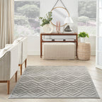 Nourison Versatile Indoor/Outdoor Silver Grey 4' X 6' Area Rug, Easy Cleaning, Non Shedding, Bed Room, Living Room, Dining Room, Deck, Backyard, Patio, High Traffic Area (4X6)