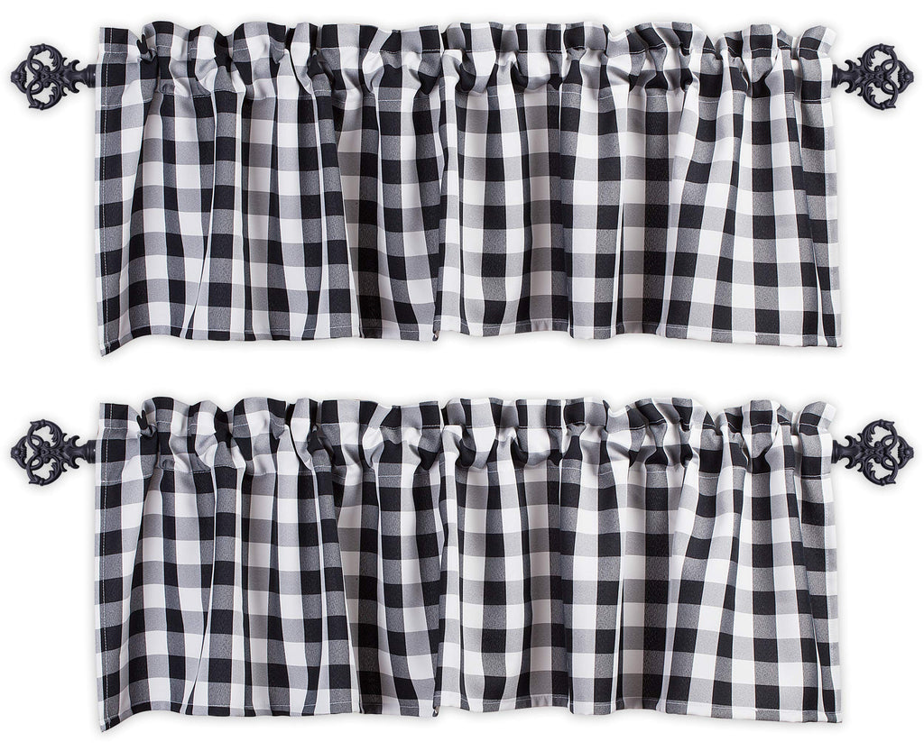 Aiking Home Collection Window Valances - 2-Panels Picnic Checkered Pattern Kitchen Valances With 2.5-Inch Rod Pocket For Small W