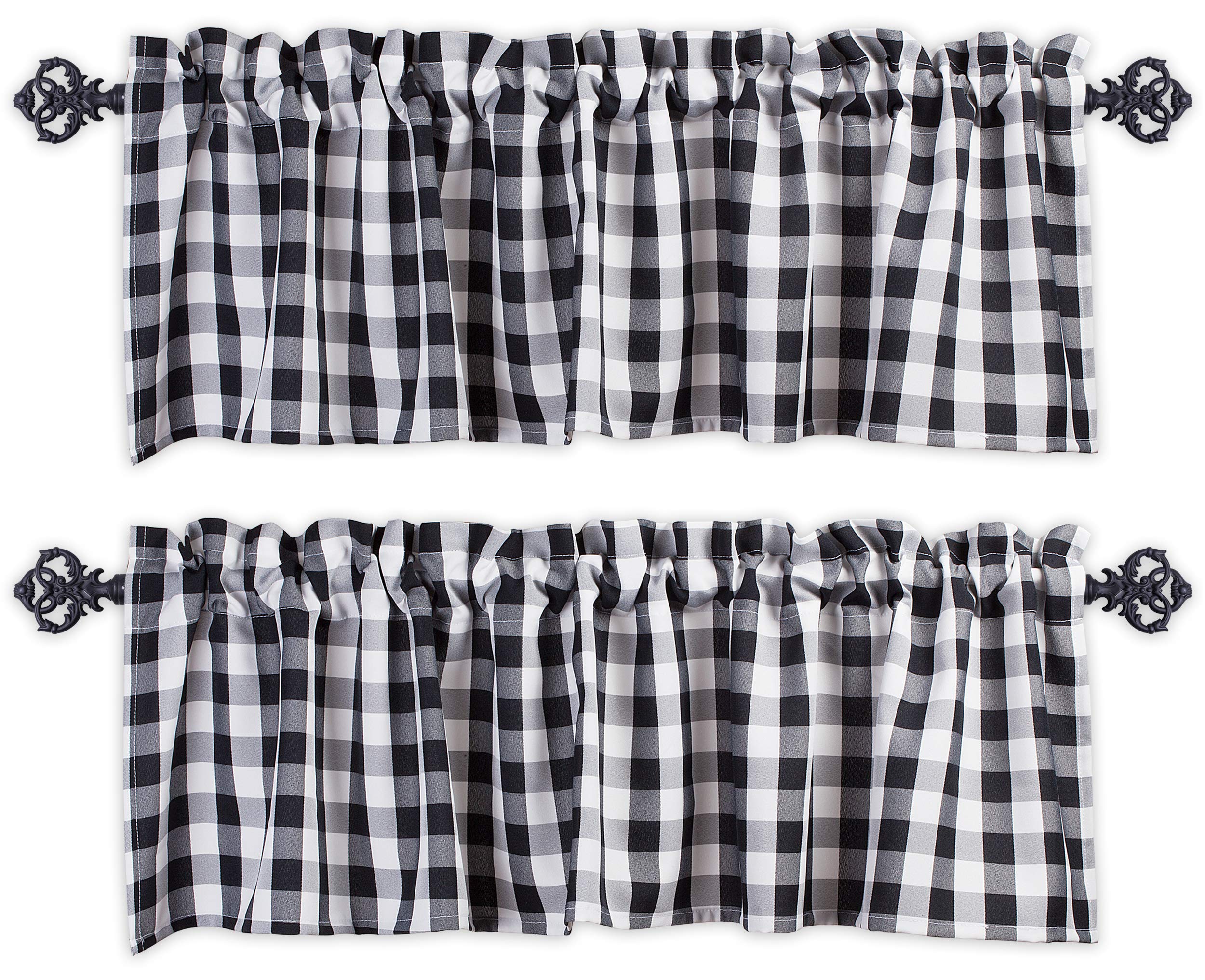 Aiking Home Collection Window Valances - 2-Panels Picnic Checkered Pattern Kitchen Valances With 2.5-Inch Rod Pocket For Small W