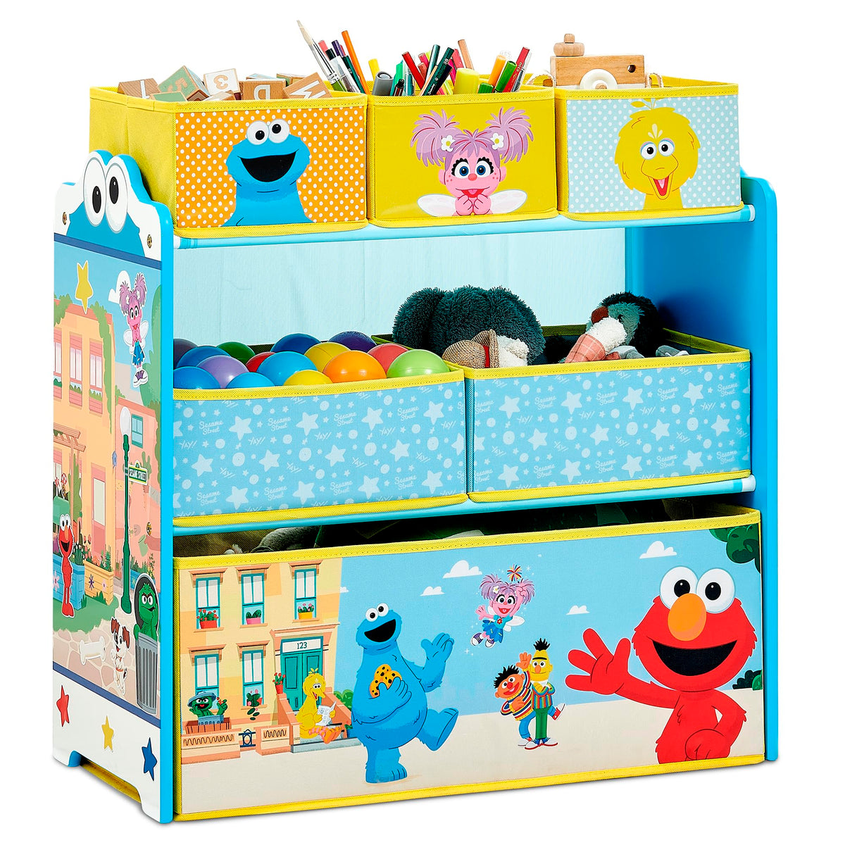 Delta Children  Sesame Street Design & Store 6 Bin Toy Storage Organizer  Greenguard Gold Certified, Blue