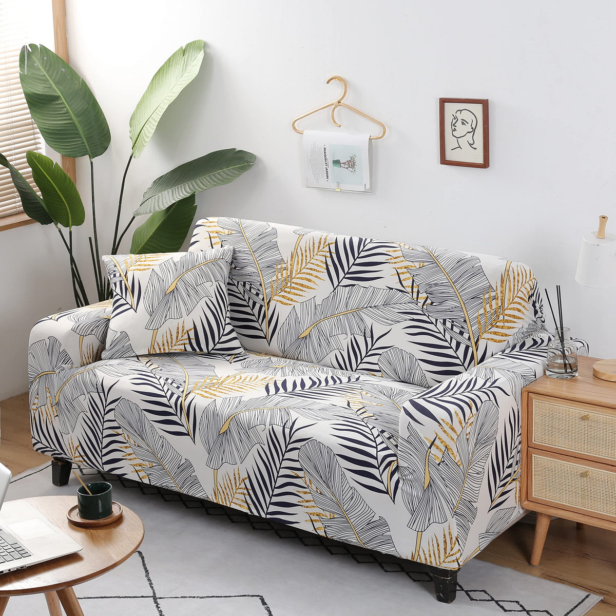 Midodo Printed Couch Cover Stretch Sofa Covers Patterned Loveseat Slipcovers For 2 Seater Cushion Couch Love Seat Set (Bjly, 2 S