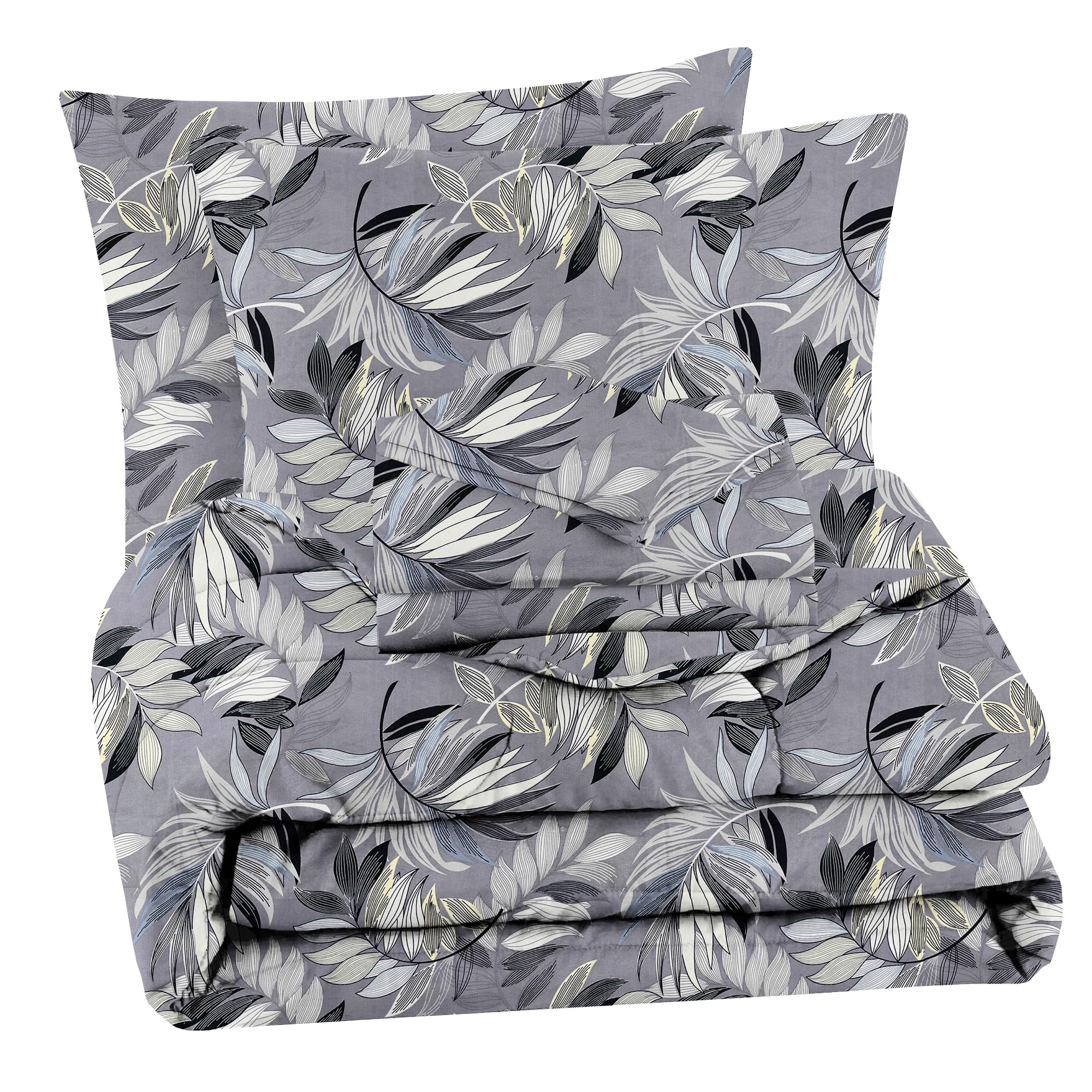 Vas Collections 350Tc Glace Floral Cotton Ac Comforter Set King Size Double Bed With 1 Flat Bedsheet & Two King Pillow Cover, 4 