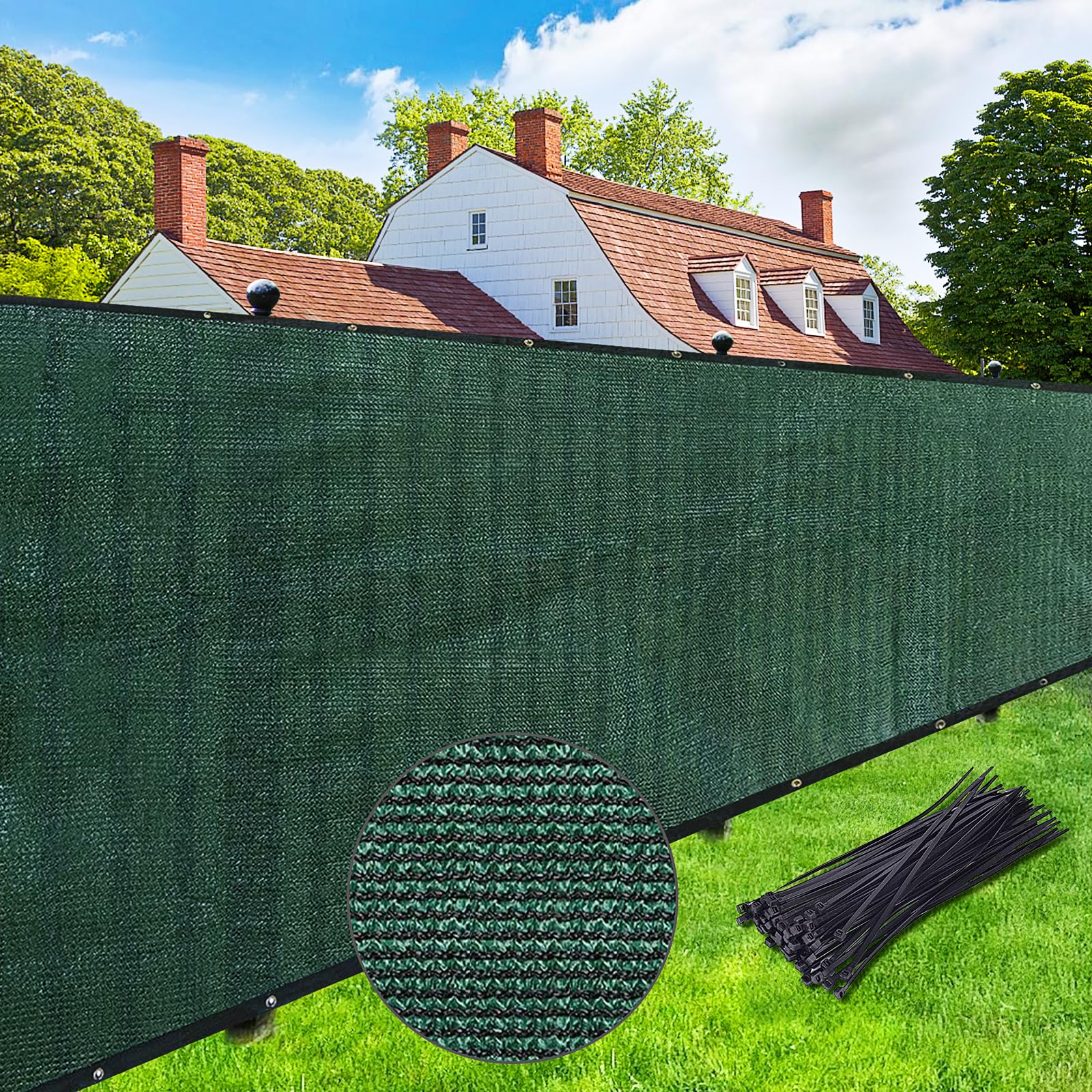 Upgrade Privacy Screen Fence 6' X 50' Commercial Shade Cover With Brass Grommets Heavy Duty Perfect For Outdoor Back Yard-Dark G