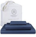 Threadmill 500 Thread Count Twin Size Damask Stripe, 3 Pc Luxury Cotton Bedding Set, Breathable Folkstone Blue Sheets With 15'