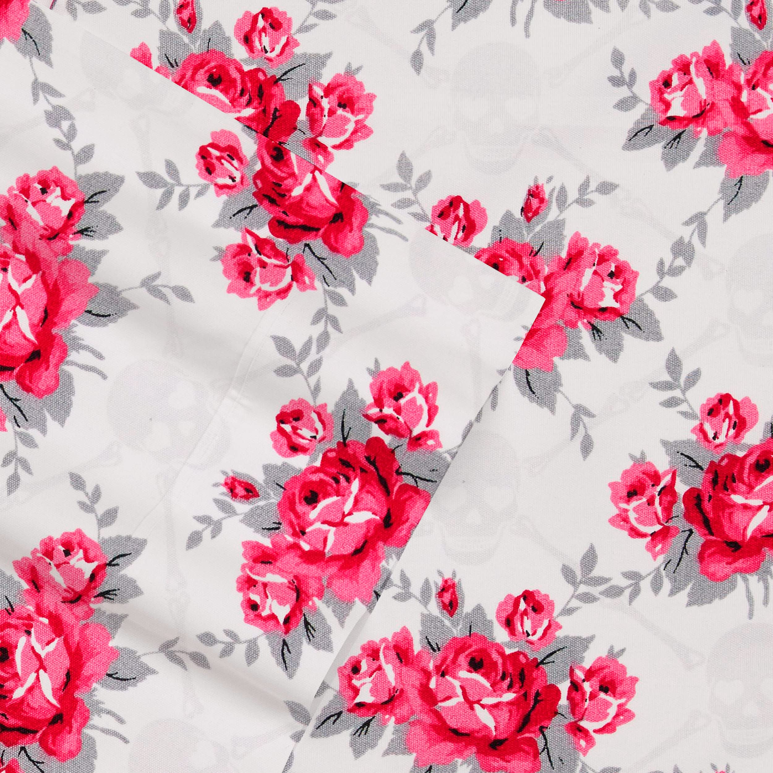 Betsey Johnson - King Bed Sheets, Soft & Lightweight Bedding, Fade & Wrinkle Resistant (Skull Rose Trellis, King)