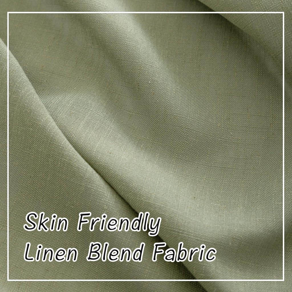 Donren Sage Green Linen Back Tab Curtains 84 Inches Long 2 Panels Set For Bedroom - Modern Farmhouse Hooks Belt Pleated Semi Privacy Drapes Shabby Chic Pocket Light Filtering Window Curtains