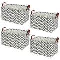Kingrol 4 Pack Foldable Storage Baskets with Handles, Waterproof Storage Bins for Home, Office, Nursery, Laundry Organizers, 15 