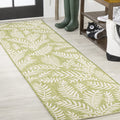 Jonathan Y Smb119D-210 Nevis Palm Frond Indoor Outdoor Area Rug, Coastal Casual Country Easy Cleaning,Bedroom,Kitchen,Backyard,Patio,Non Shedding 2 X 10, Green/Cream