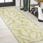 Jonathan Y Smb119D-210 Nevis Palm Frond Indoor Outdoor Area Rug, Coastal Casual Country Easy Cleaning,Bedroom,Kitchen,Backyard,Patio,Non Shedding 2 X 10, Green/Cream
