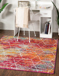 Unique Loom Trellis Frieze Collection Area Rug - Geometric (3 Square, Multi/ Ivory)