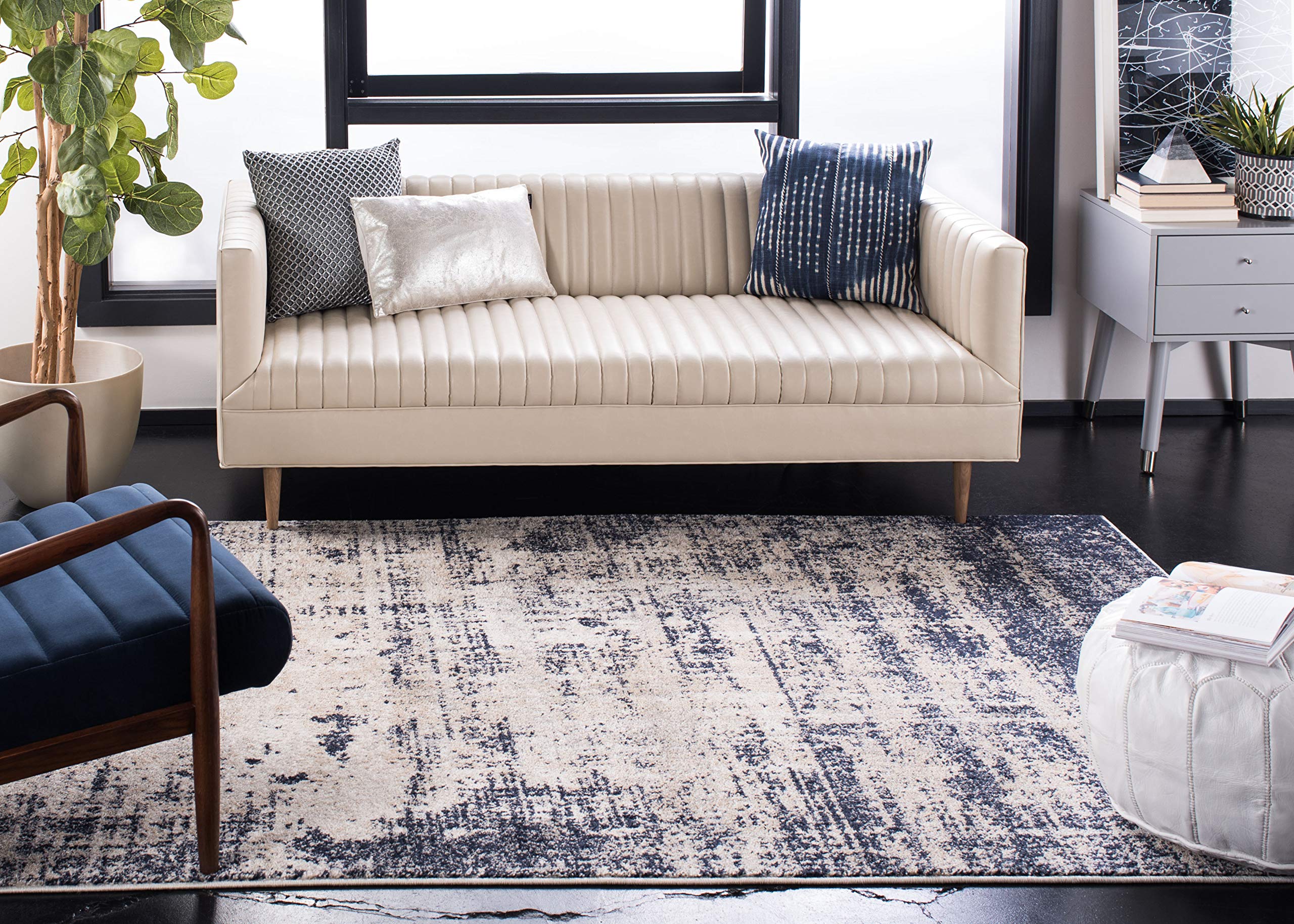Safavieh Adirondack Collection Area Rug - 5'1'' X 7'6'', Gold & Navy, Modern Abstract Design, Non-Shedding & Easy Care, Ideal Fo