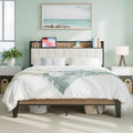 LIKIMIO Queen Bed Frames, Storage Headboard with Charging Station, Solid and Stable, Noise Free, No Box Spring Needed, Easy Asse