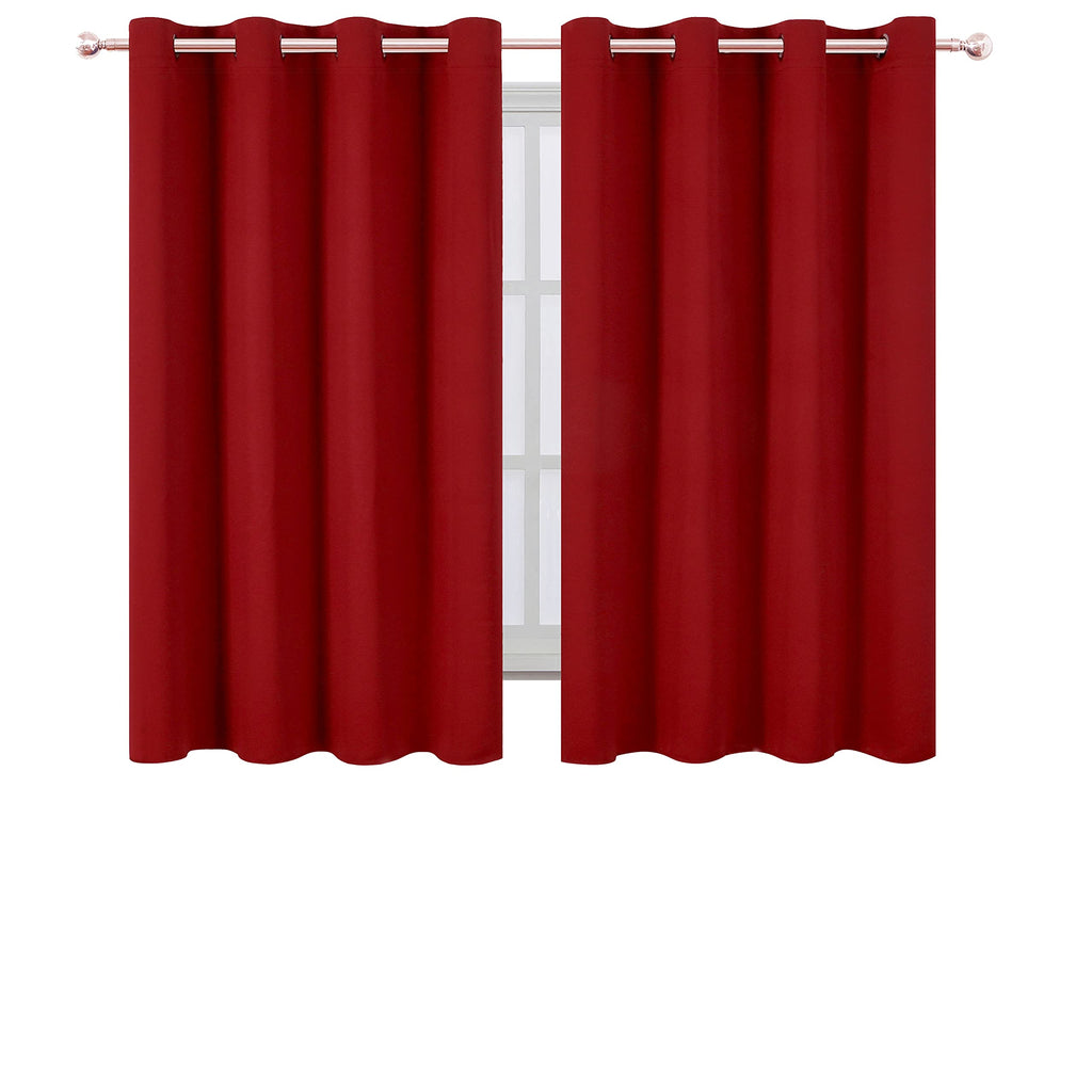 LEMOMO Red Thermal Blackout Curtains, 52x54 Inch, Set of 2, Room Darkening Polyester Panels for Bedroom, Model BK001-5254-RED
