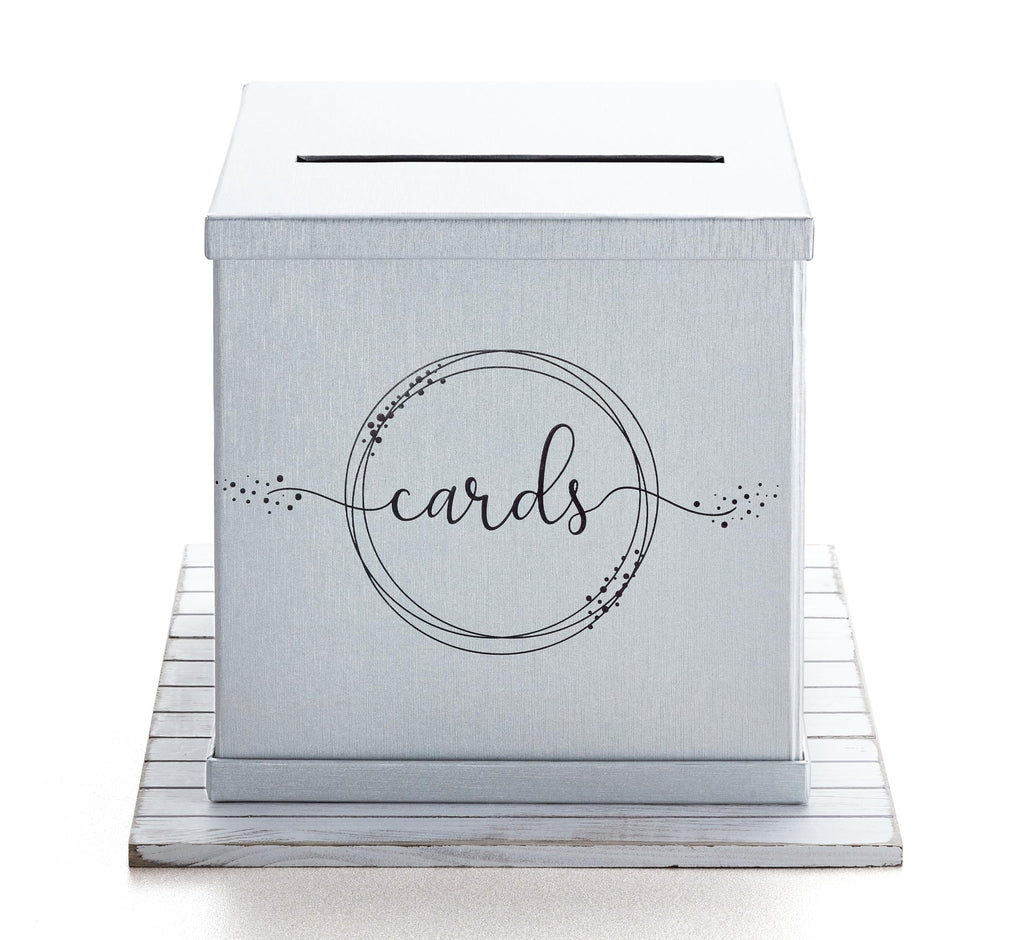Silver Card Box For Party, Large 10X10 Wedding Reception Envelope Box, Gray & Black Money Gift Card Box For Funeral Memorial, Bi