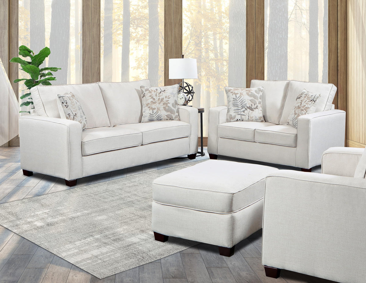 American Furniture Classics Relay Linen Loveseat with Two Throw Pillows Sofas, Soft Washed Cream Tweed
