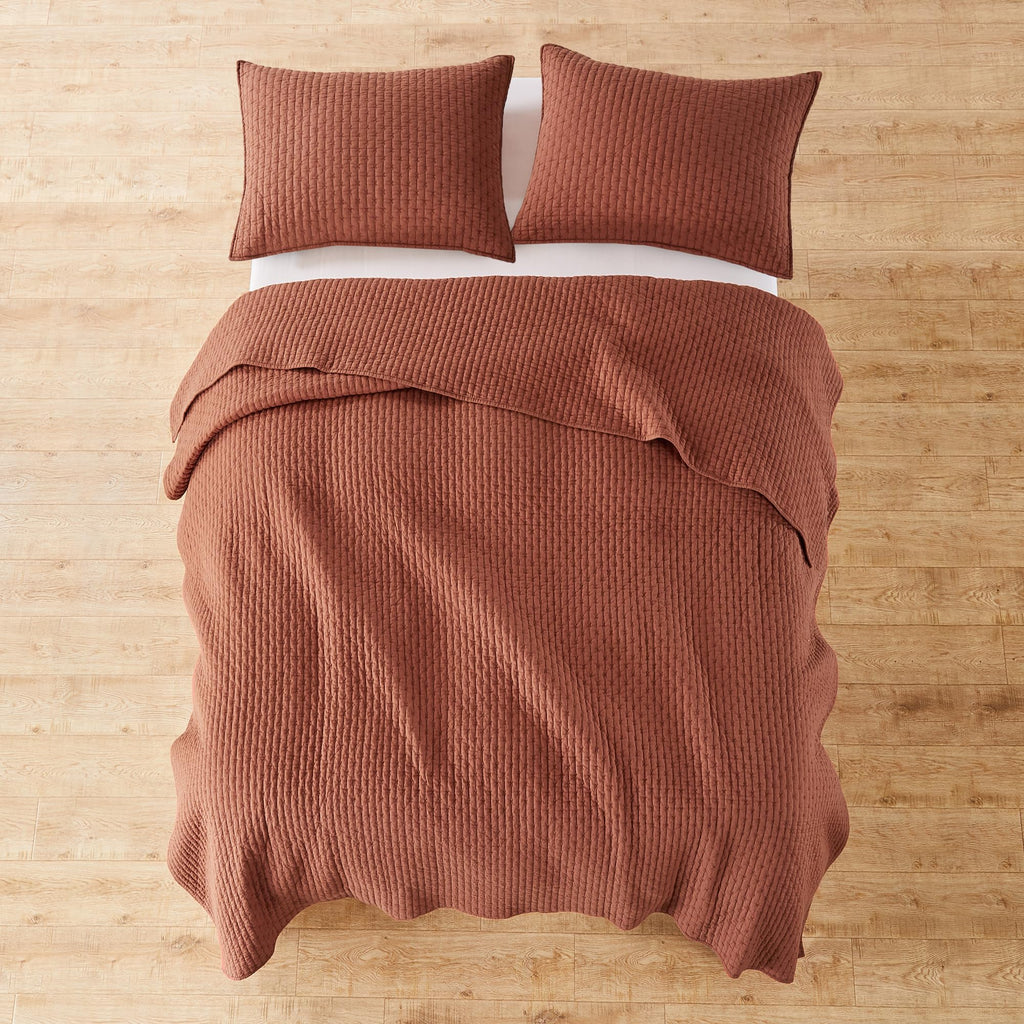 Levtex Home - Cross Stitch Adobe Bedspread Set - Twin Quilted Bedspread And One Standard Sham - Cross Stitch Pattern - Bedspread