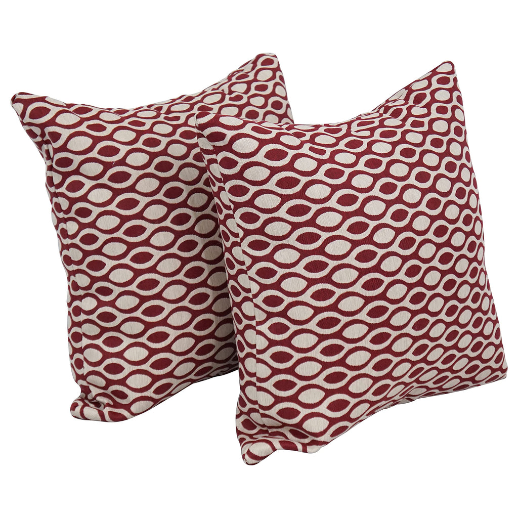 Blazing Needles Square Polyester Jacquard Throw Pillows, 17", Ozero Wine 2 Count
