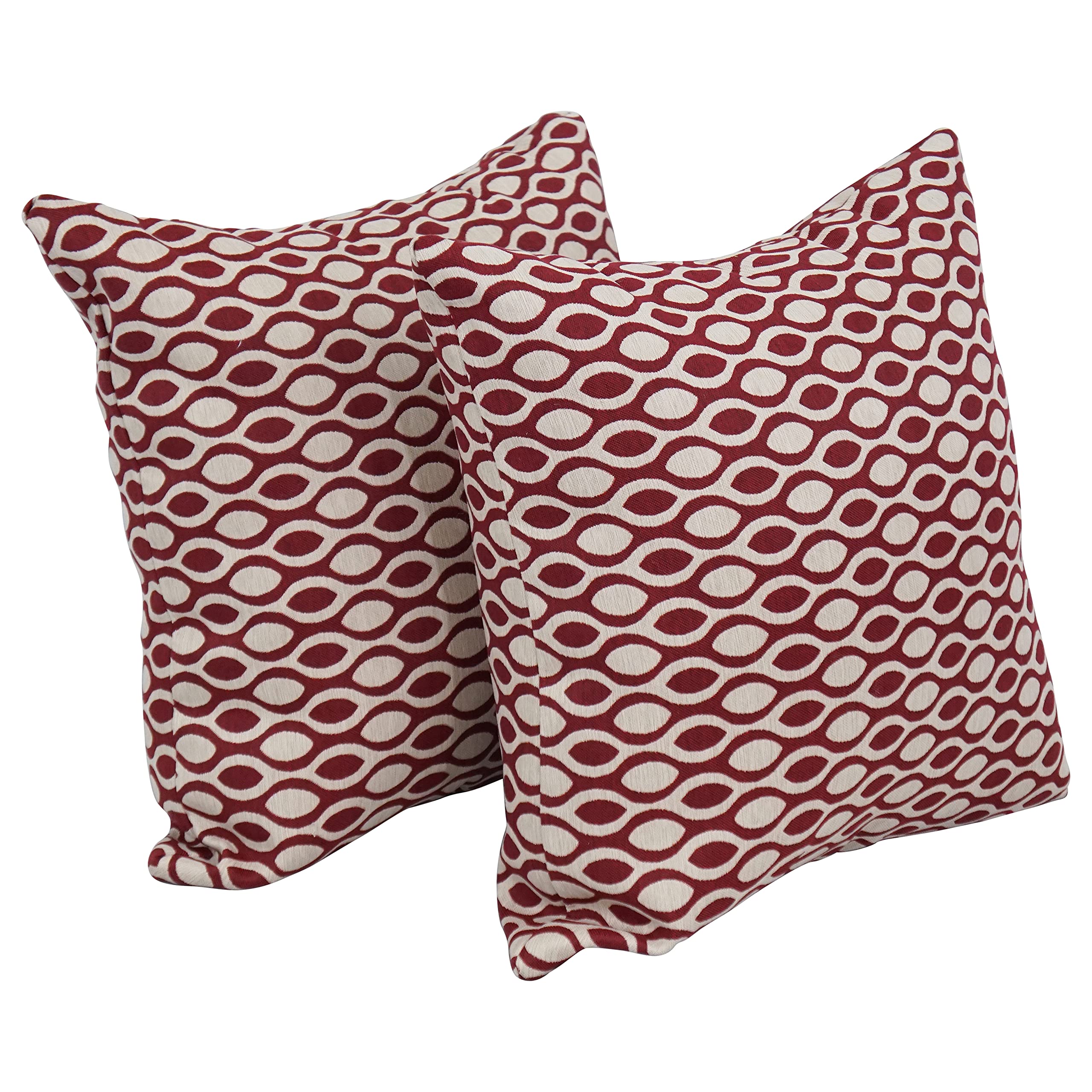 Blazing Needles Square Polyester Jacquard Throw Pillows, 17", Ozero Wine 2 Count