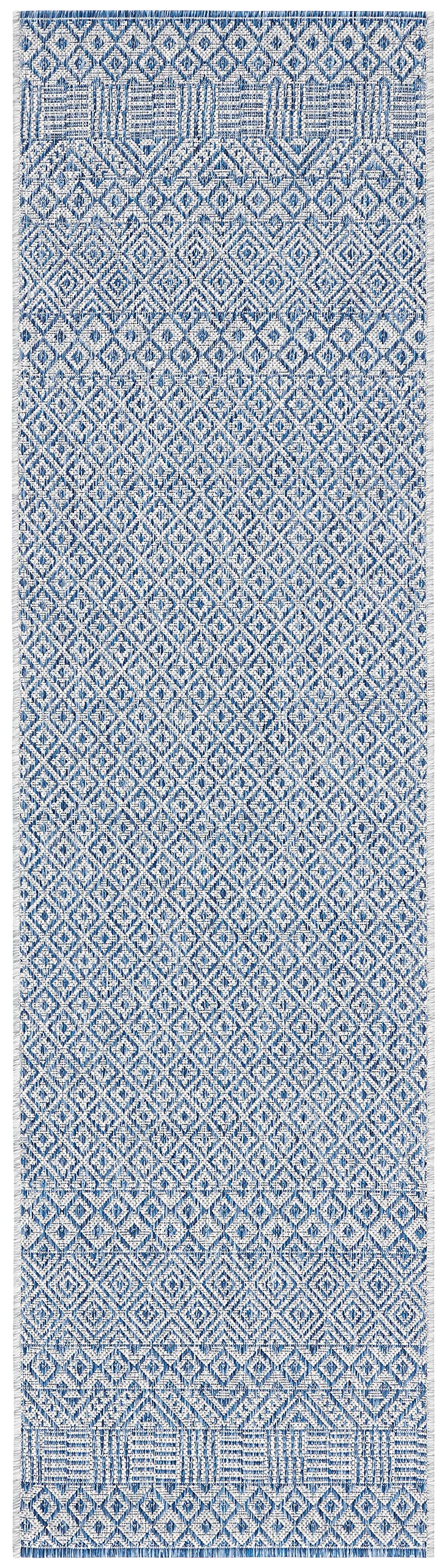 Safavieh Courtyard Collection 2'3' X 14' Grey/Blue Cy8235 Indoor/ Outside Waterproof Easy Cleansingpatio Backyard Mudroom Runner Mat