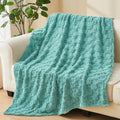 Newcosplay Super Soft Throw Blanket Mint Green Premium Silky Flannel Fleece 3D Checkered Lightweight Bed Blanket All Season Use