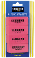Sargent Art 36-1013 4 Count Eraser Blister Pack, Pink