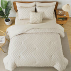 Litanika Grayish Teal Queen Size Comforter Set With Sheets - 7 Pieces Bed In A Bag Queen Boho Tufted Complete Beddding Sets With
