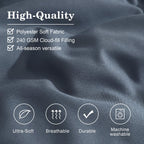 Monbix Queen Comforter Set - 7 Pieces, Blue Gray, All Seasons Down Alternative, Model Solid Comforter-001, Includes Sheets & Pillowcases