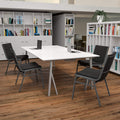 4 Pk. Heavy Duty, 3 Thickly Padded, Black Vinyl Upholstered Stack Chair