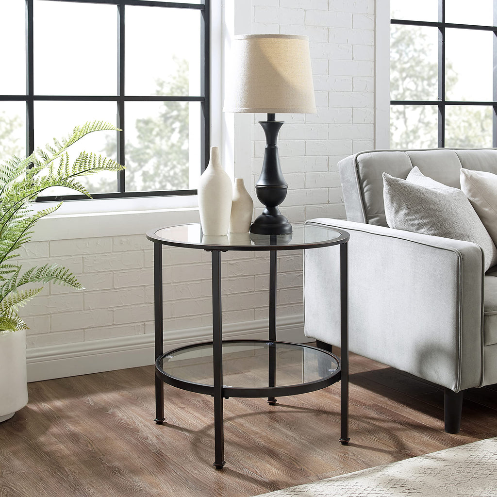 Crosley Furniture Aimee Small Side End Table with Storage Shelf for Living Room, Oil-Rubbed Bronze