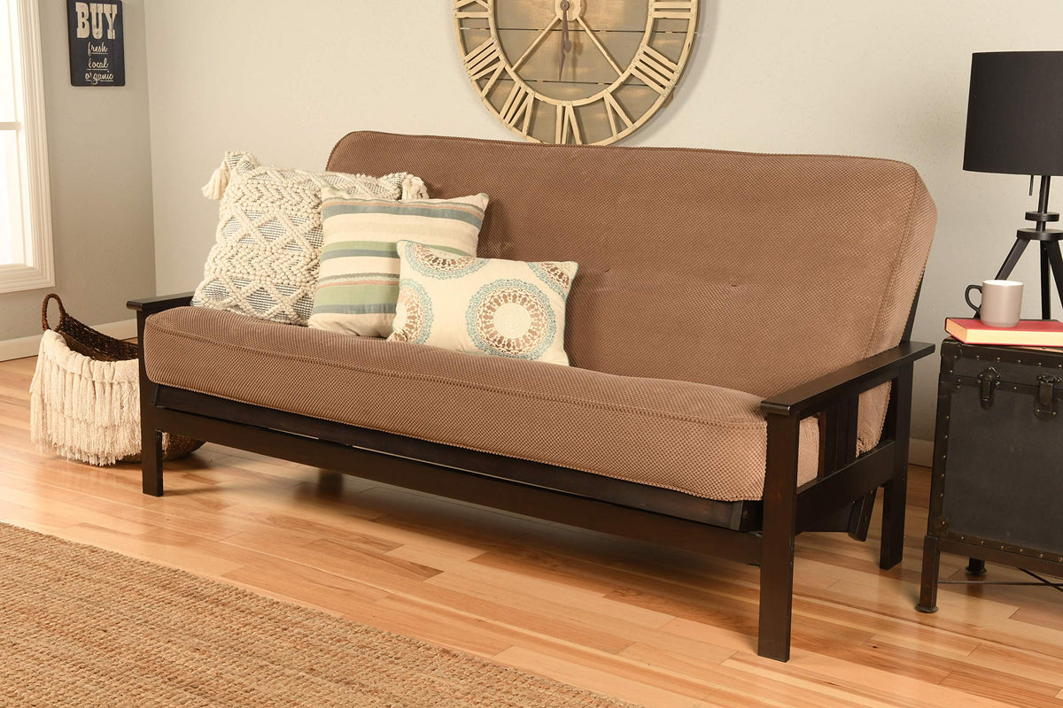 Kodiak Furniture Monterey Futon Set, No Drawers, with Espresso Base and Marmont Mocha Mattress
